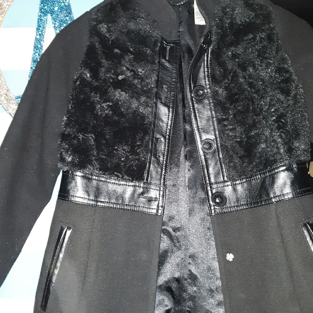 Girls GUESS Faux Fur Wool Coat